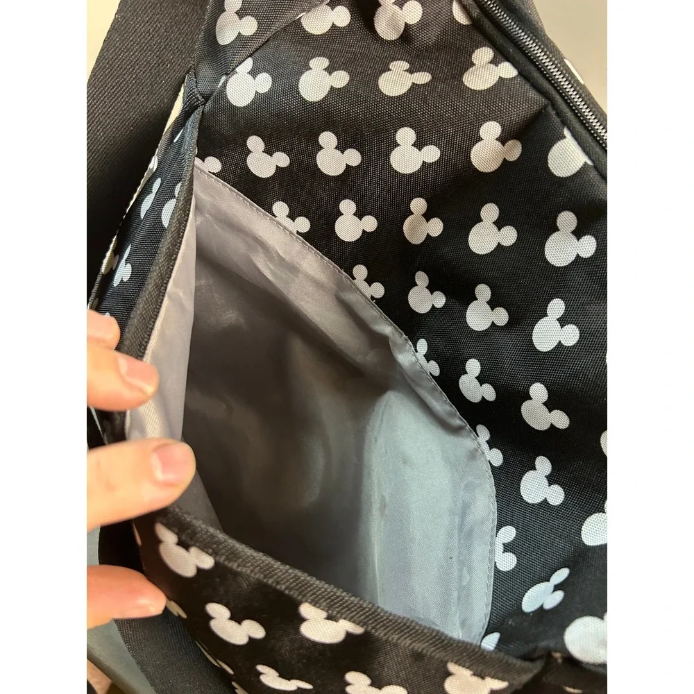 Disney Mickey Mouse Diaper Bag Crossbody Tote Black White Silhouette Print Large